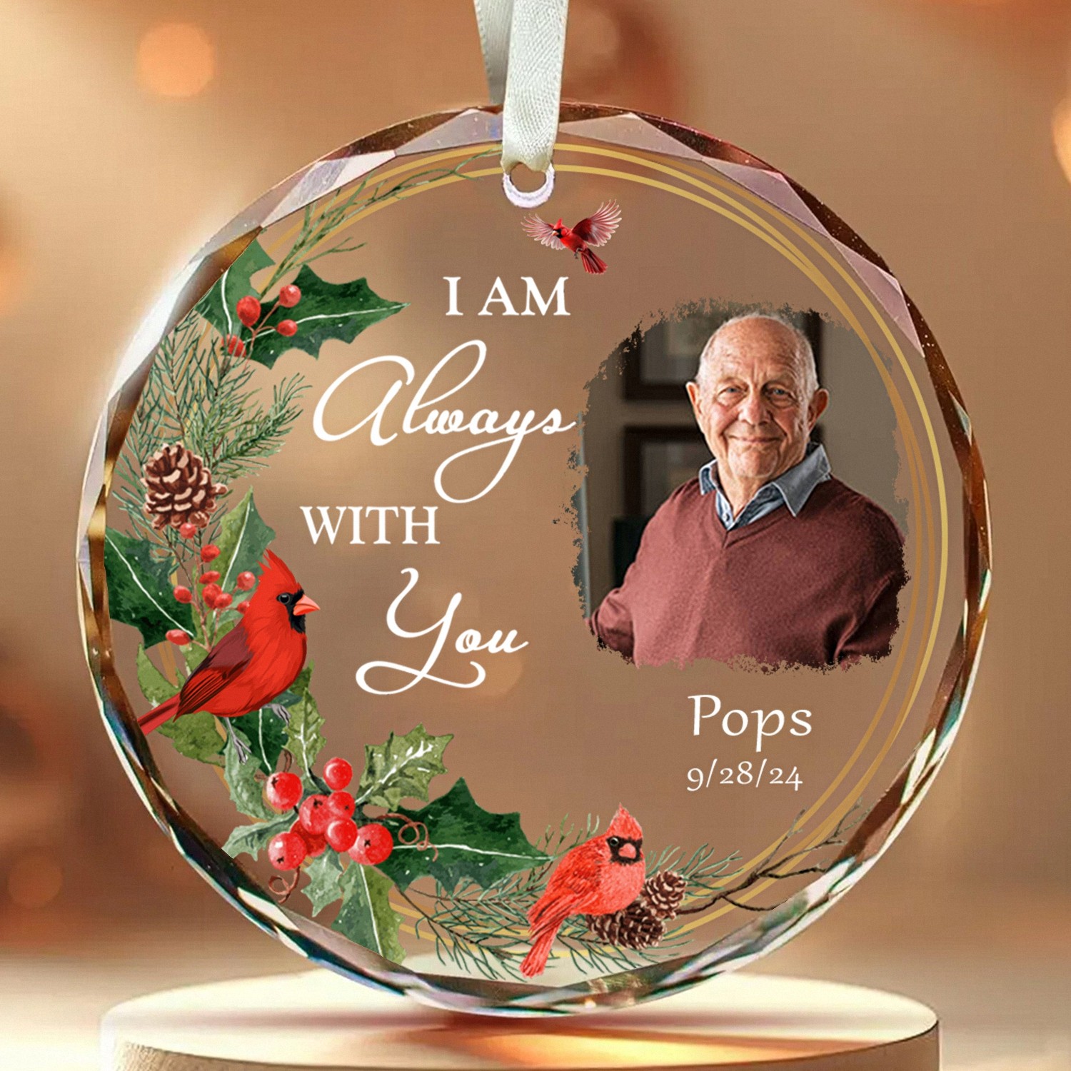 Always With You Cardinal Memorial Ornament A Heartfelt Personalized Photo Keepsake