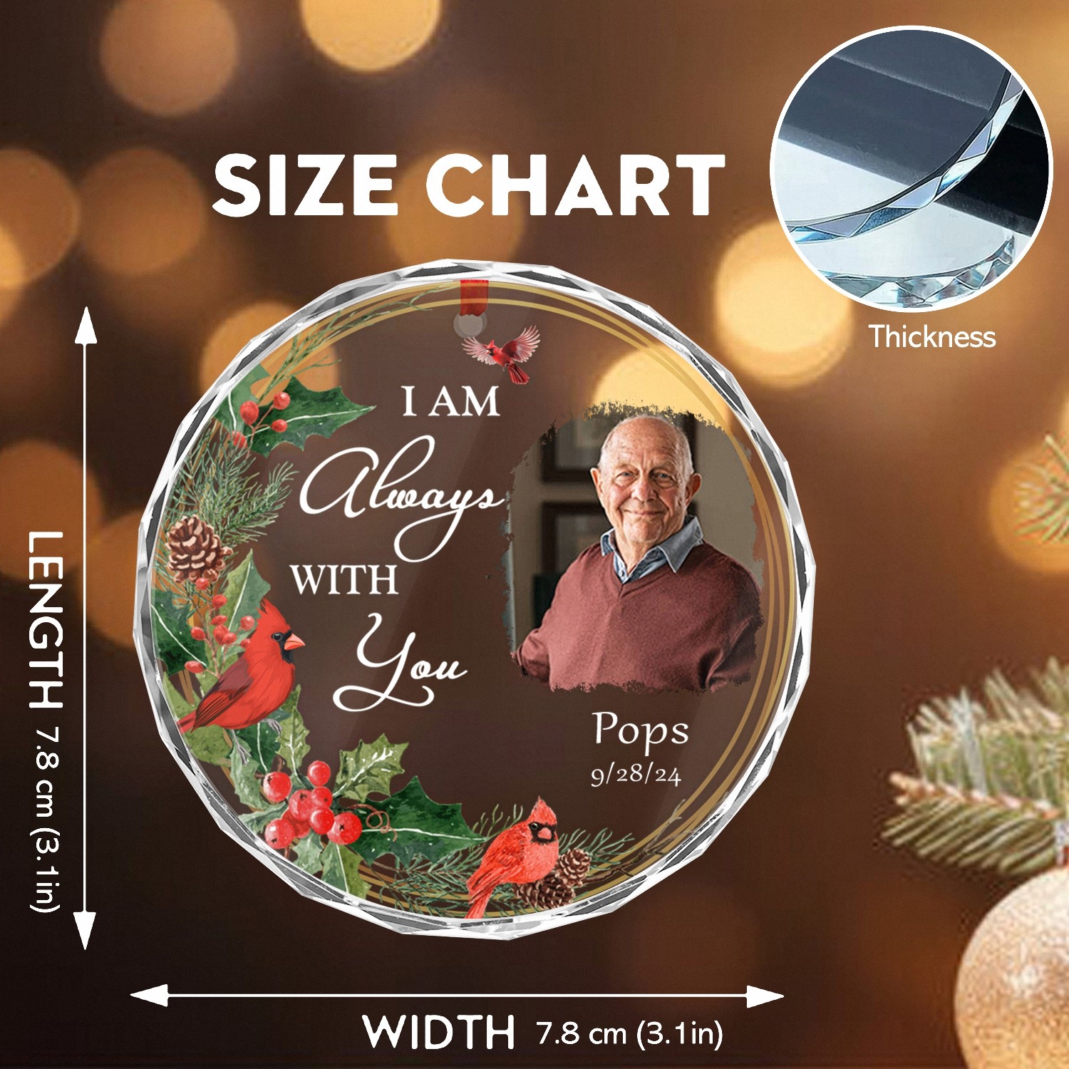 Always With You Cardinal Memorial Ornament A Heartfelt Personalized Photo Keepsake