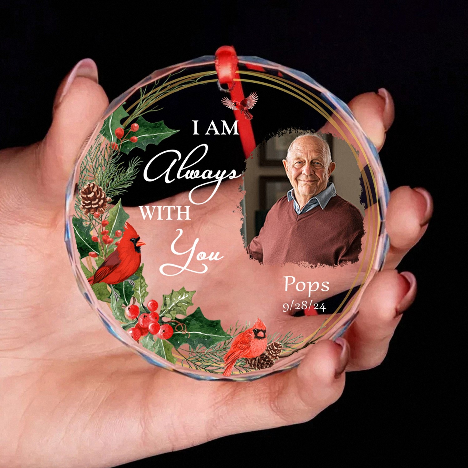 Always With You Cardinal Memorial Ornament A Heartfelt Personalized Photo Keepsake