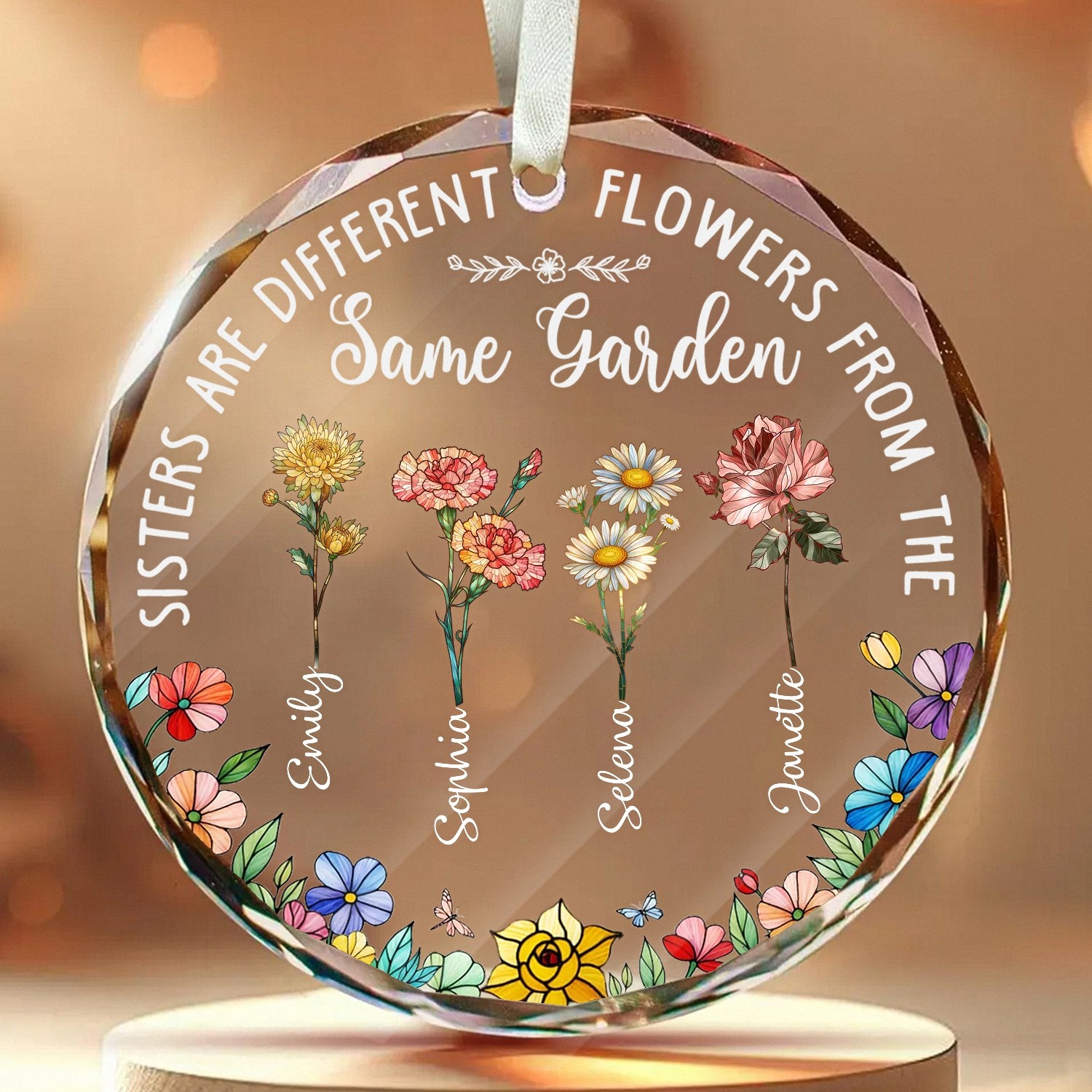 Celebrate Your Sister Bond with a Custom Birth Flower Ornament Personalized Keepsake