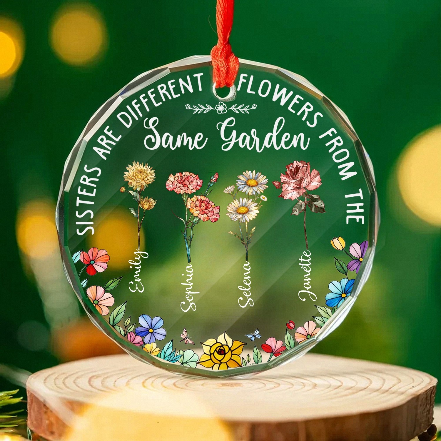 Celebrate Your Sister Bond with a Custom Birth Flower Ornament Personalized Keepsake