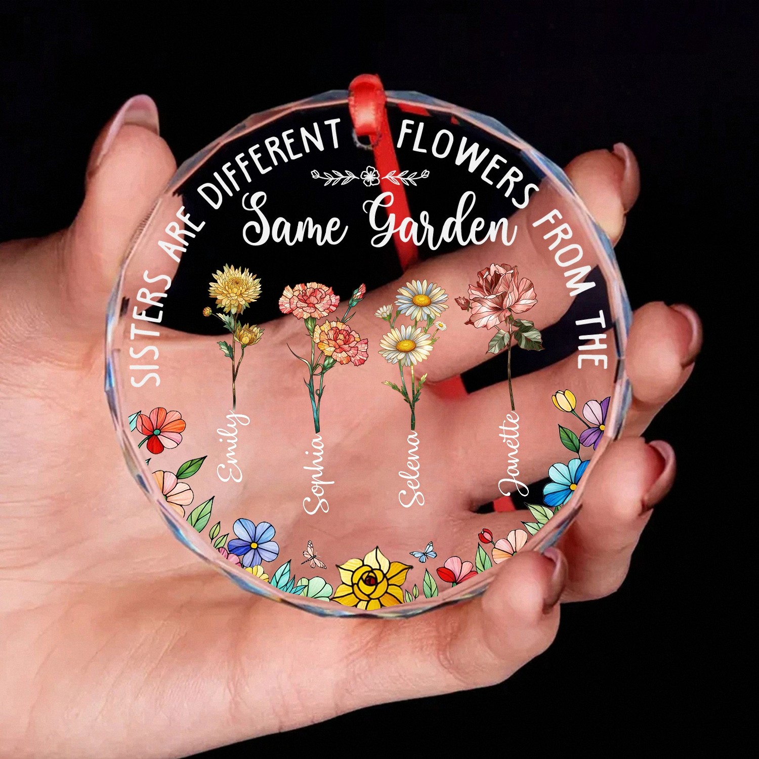 Celebrate Your Sister Bond with a Custom Birth Flower Ornament Personalized Keepsake