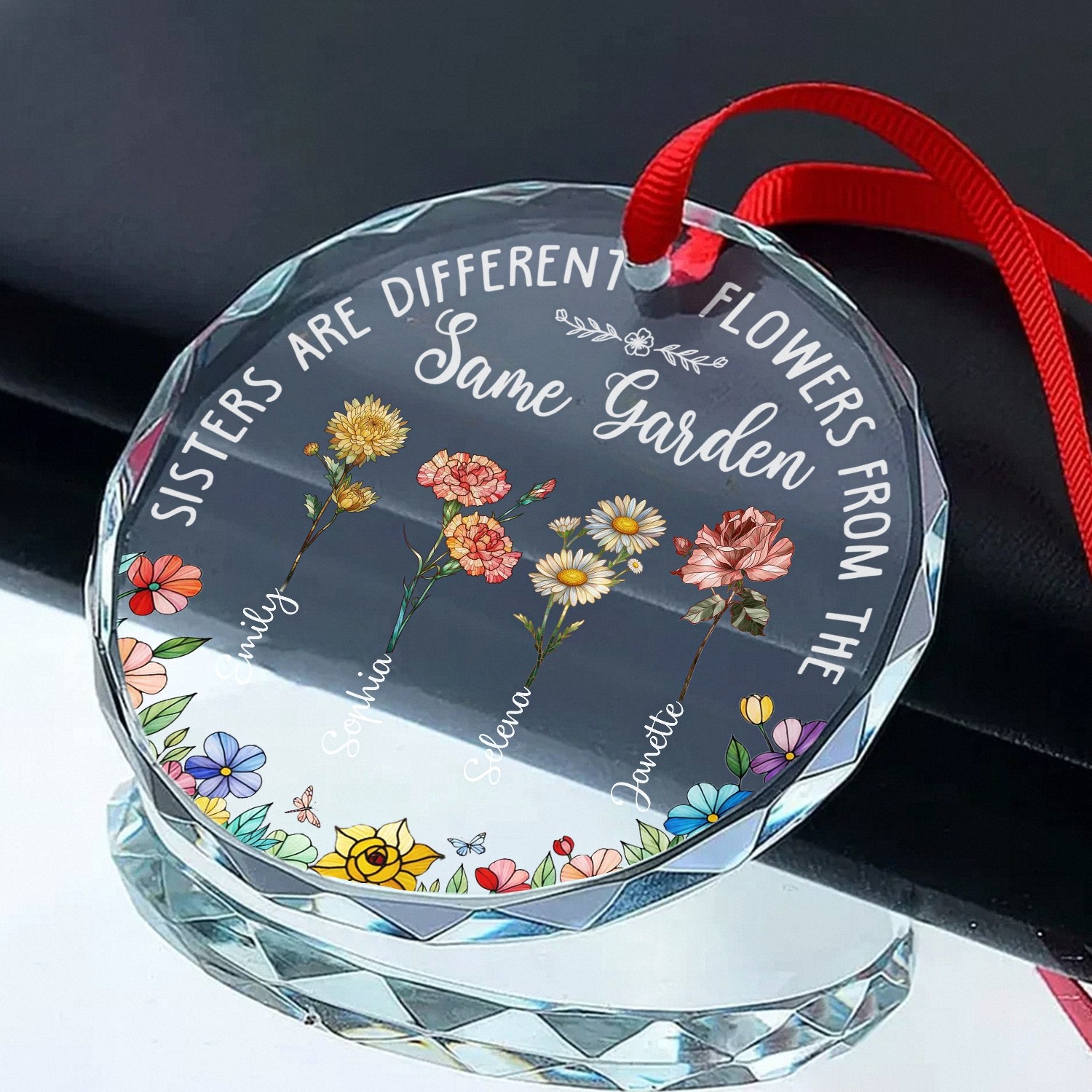 Celebrate Your Sister Bond with a Custom Birth Flower Ornament Personalized Keepsake