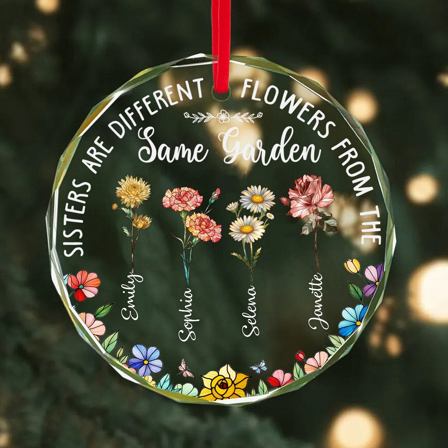Celebrate Your Sister Bond with a Custom Birth Flower Ornament Personalized Keepsake