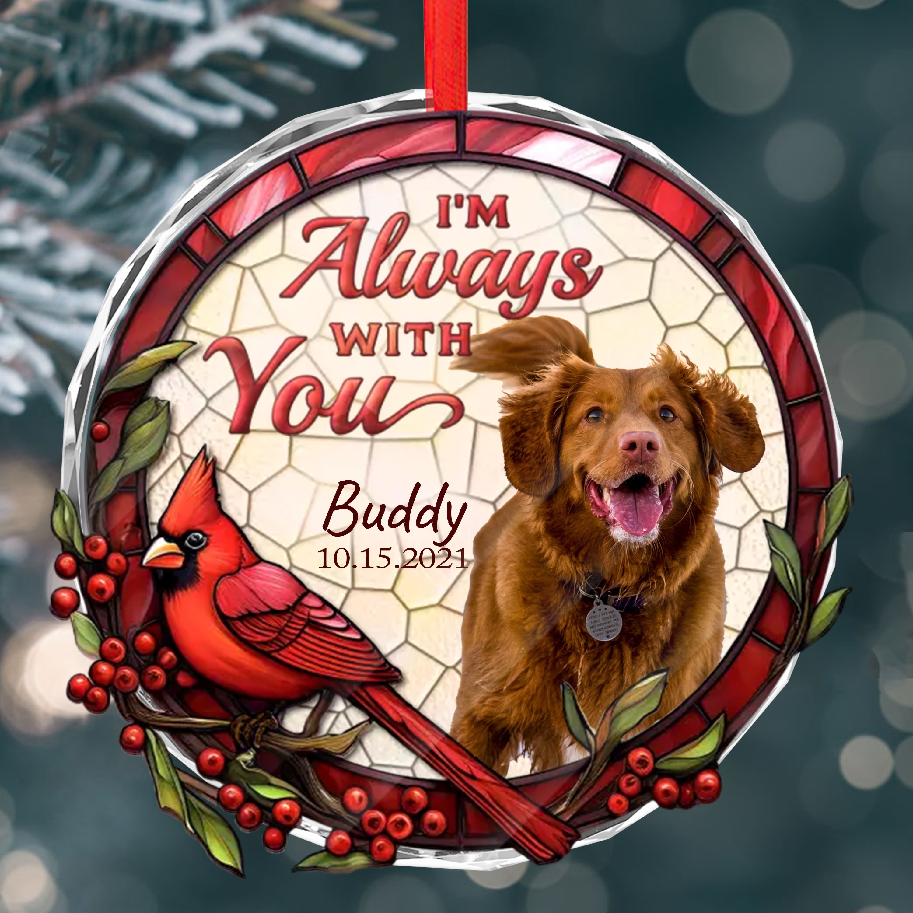 Dog Photo Memory Christmas Ornament, Personalized Memorial Dog Ornament