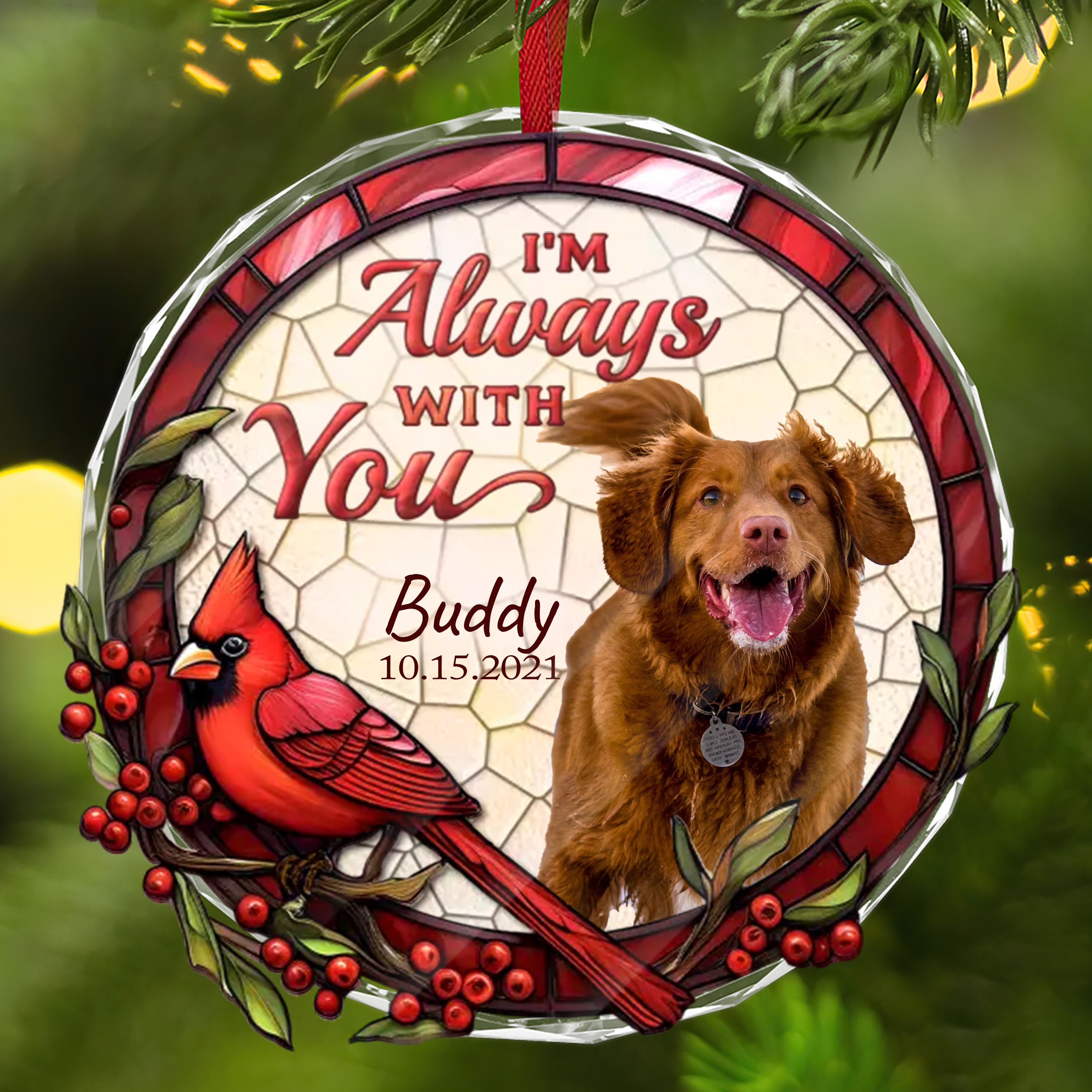 Dog Photo Memory Christmas Ornament, Personalized Memorial Dog Ornament