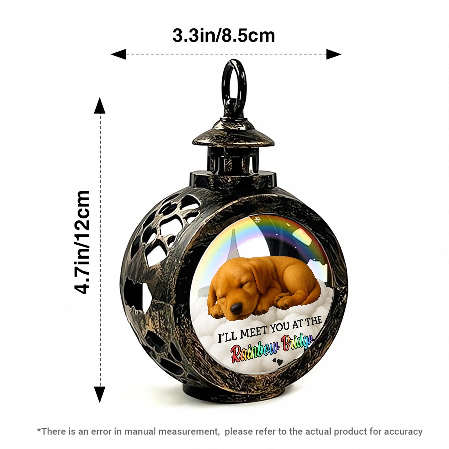 Ill Meet You at the Rainbow Bridge Pet Memorial Lantern Sleeping Dog LED Light Vintage Style Keepsake Pet Loss Bereavement Gift for Grieving Owners Sympathy Remembrance Decor VOADJ