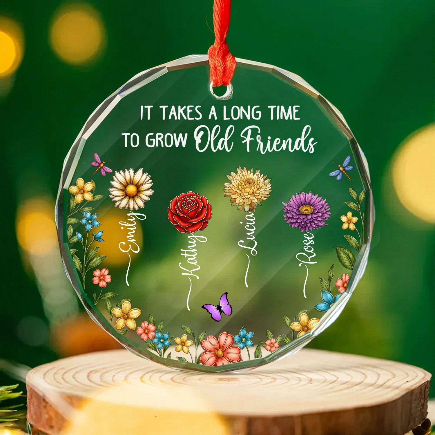 Personalized Friendship Ornament with Names Birth Flowers A Heartfelt Gift for Old Friends