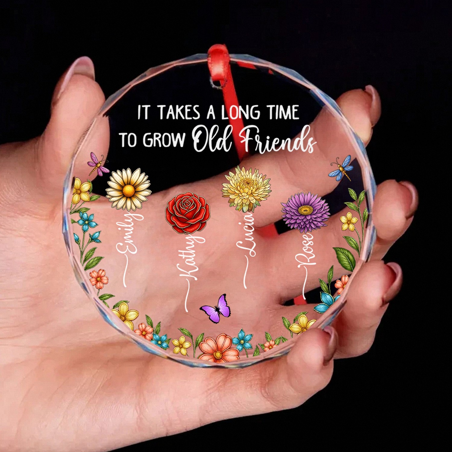 Personalized Friendship Ornament with Names Birth Flowers A Heartfelt Gift for Old Friends