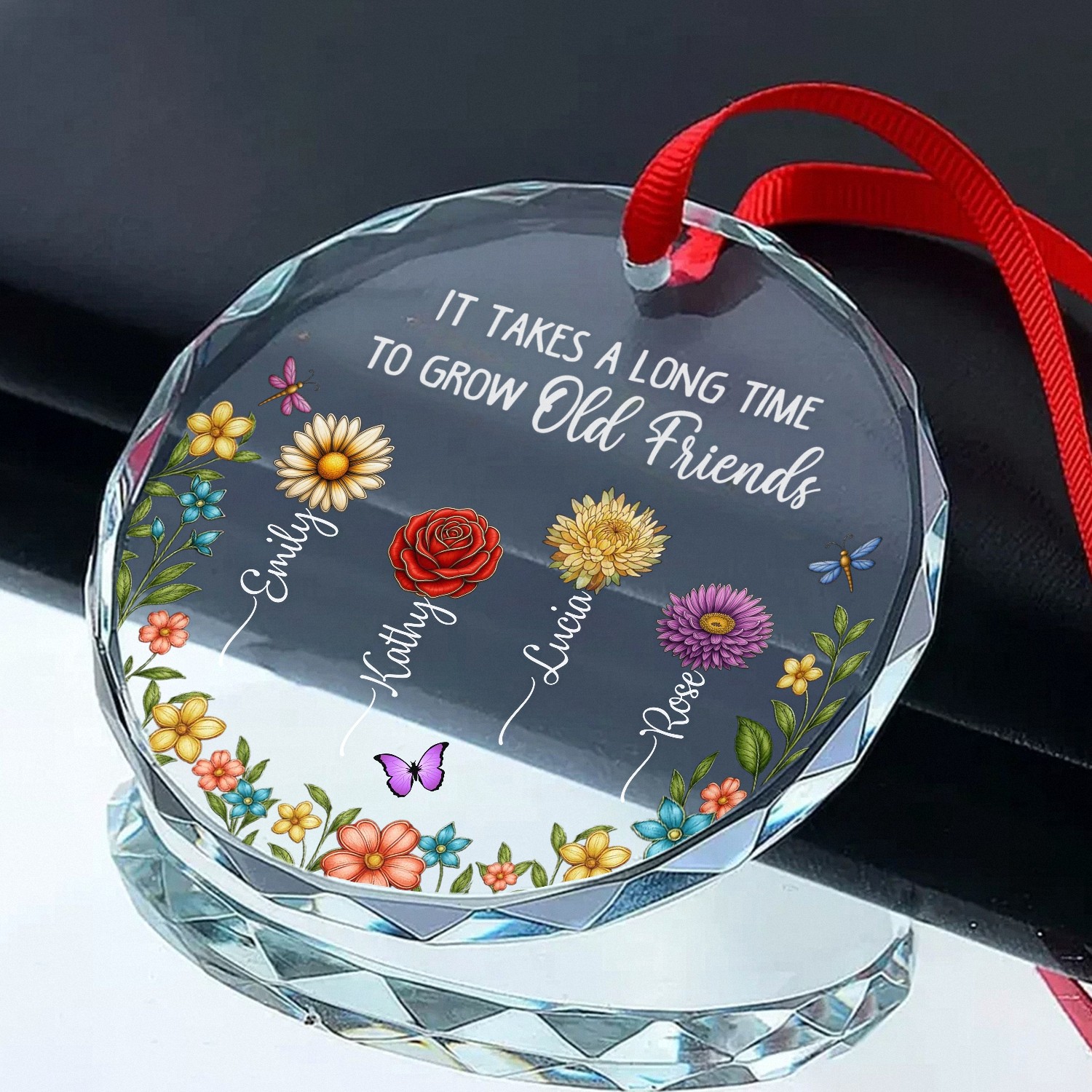 Personalized Friendship Ornament with Names Birth Flowers A Heartfelt Gift for Old Friends