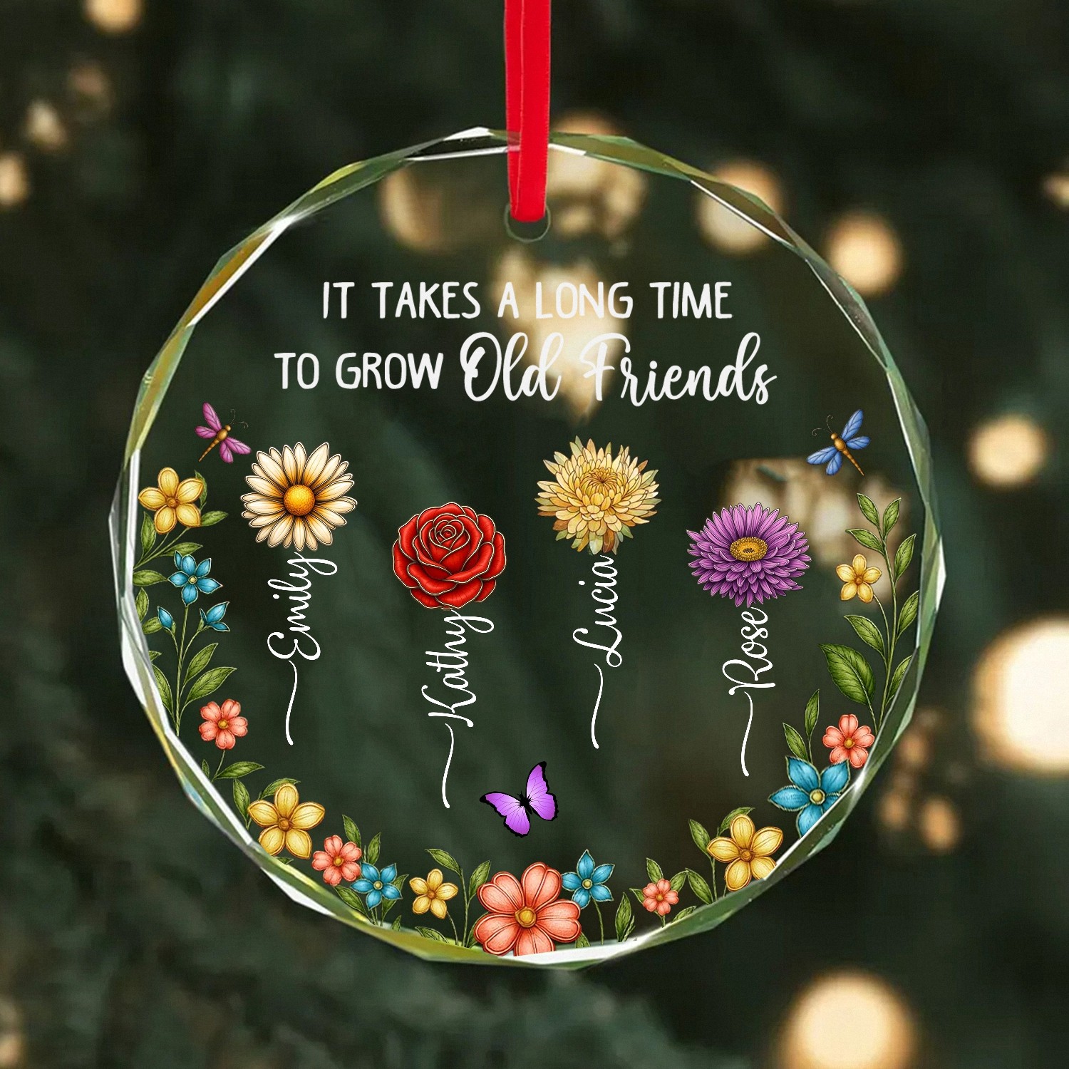 Personalized Friendship Ornament with Names Birth Flowers A Heartfelt Gift for Old Friends