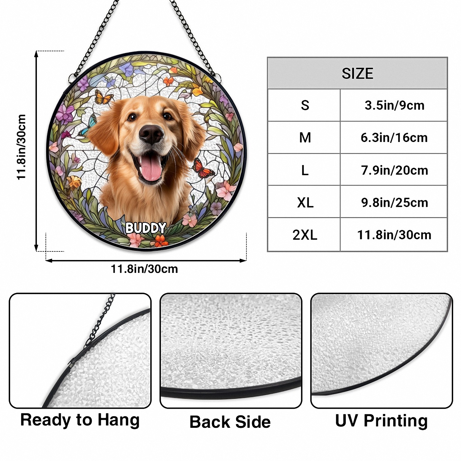 Personalized Golden Retriever Suncatcher, Stained Glass Style Window Hanging, Dog Memorial Gift for Pet Lovers, 2025