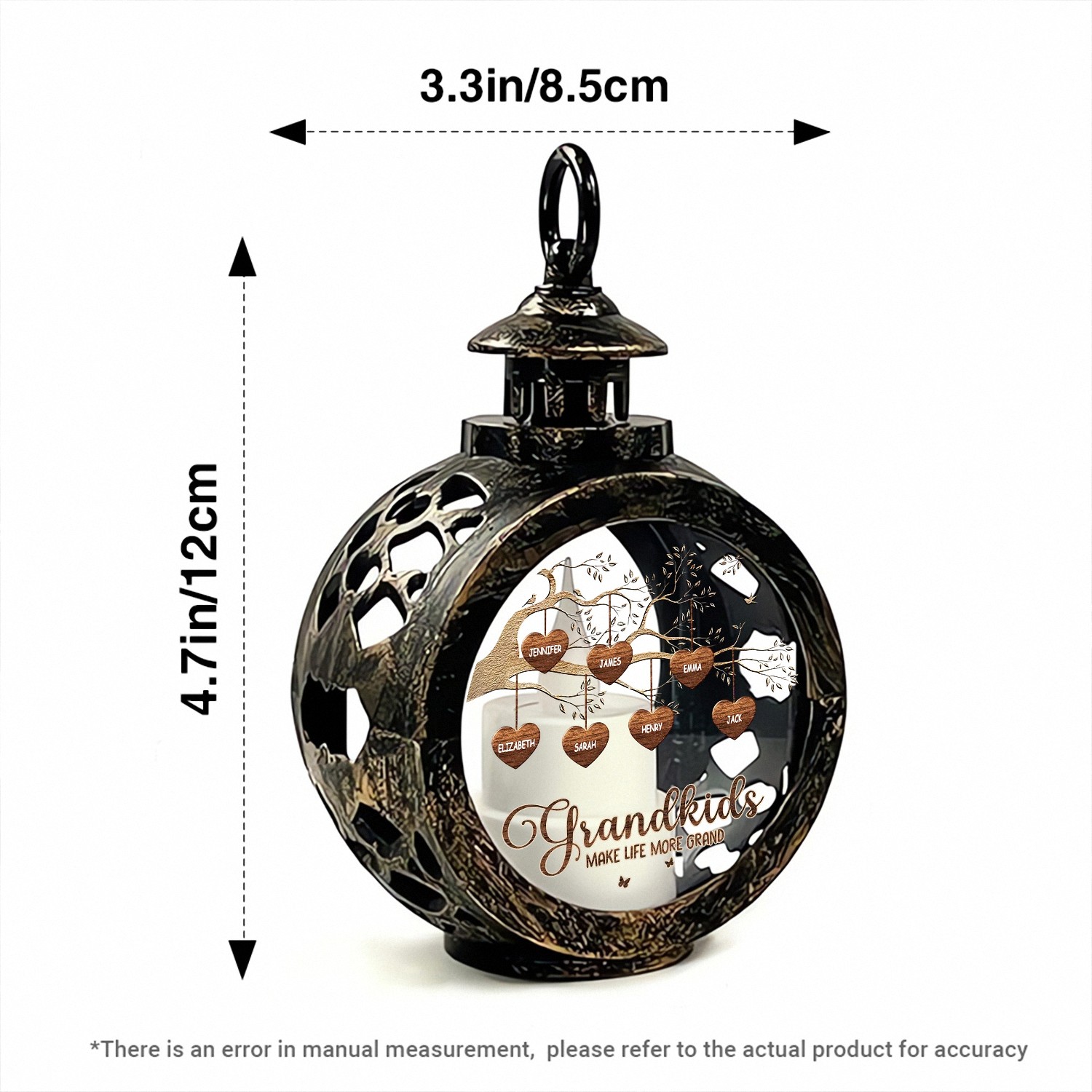 Personalized Grandkids Family Tree Lantern with Custom Names Make Life More Grand LED Light Vintage Style Keepsake Christmas Mothers Day Gift for Grandma Home Decor LG3U8