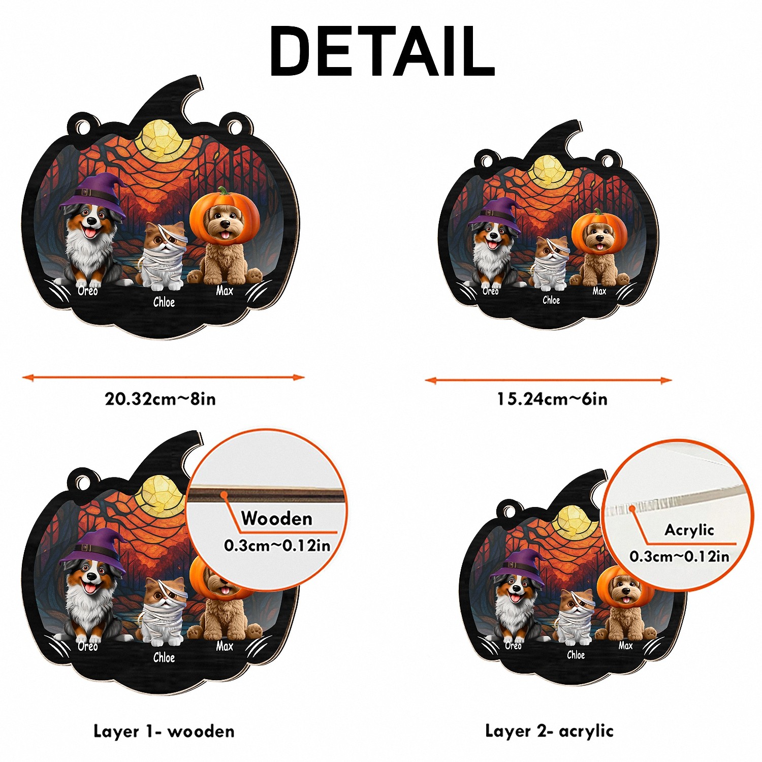 Personalized Haunted Home Pet Sign with Names, Pumpkin-Shaped Halloween Door Hanger, Custom Wooden Welcome Decor, Spooky Gift for Dog & Cat Lovers, Front Door Sign