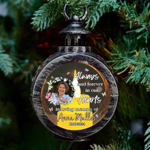 Personalized Memorial Christmas Ornament with Custom Photo Name Dates In Loving Memory LED Lantern Vintage Style Bereavement Gift for Loss of a Loved One Sympathy Tree Decoration 99IOT