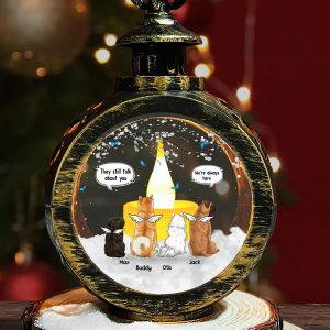Personalized MultiPet Memorial Lantern with Custom Names Were Always Here Angel Dog LED Light Vintage Style Keepsake Pet Loss Bereavement Gift for Grieving Owners Sympathy Decor 79QVJ