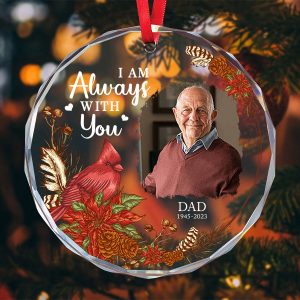 Personalized Photo Memorial Ornament Always With You Cardinal Keepsake with Name and Dates
