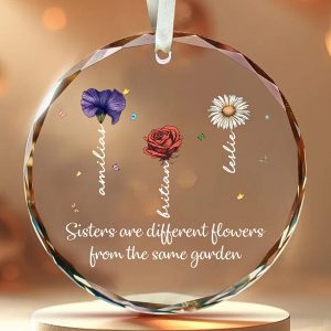 Personalized Sisters' Garden Ornament A Keepsake with Custom Names Birth Flowers