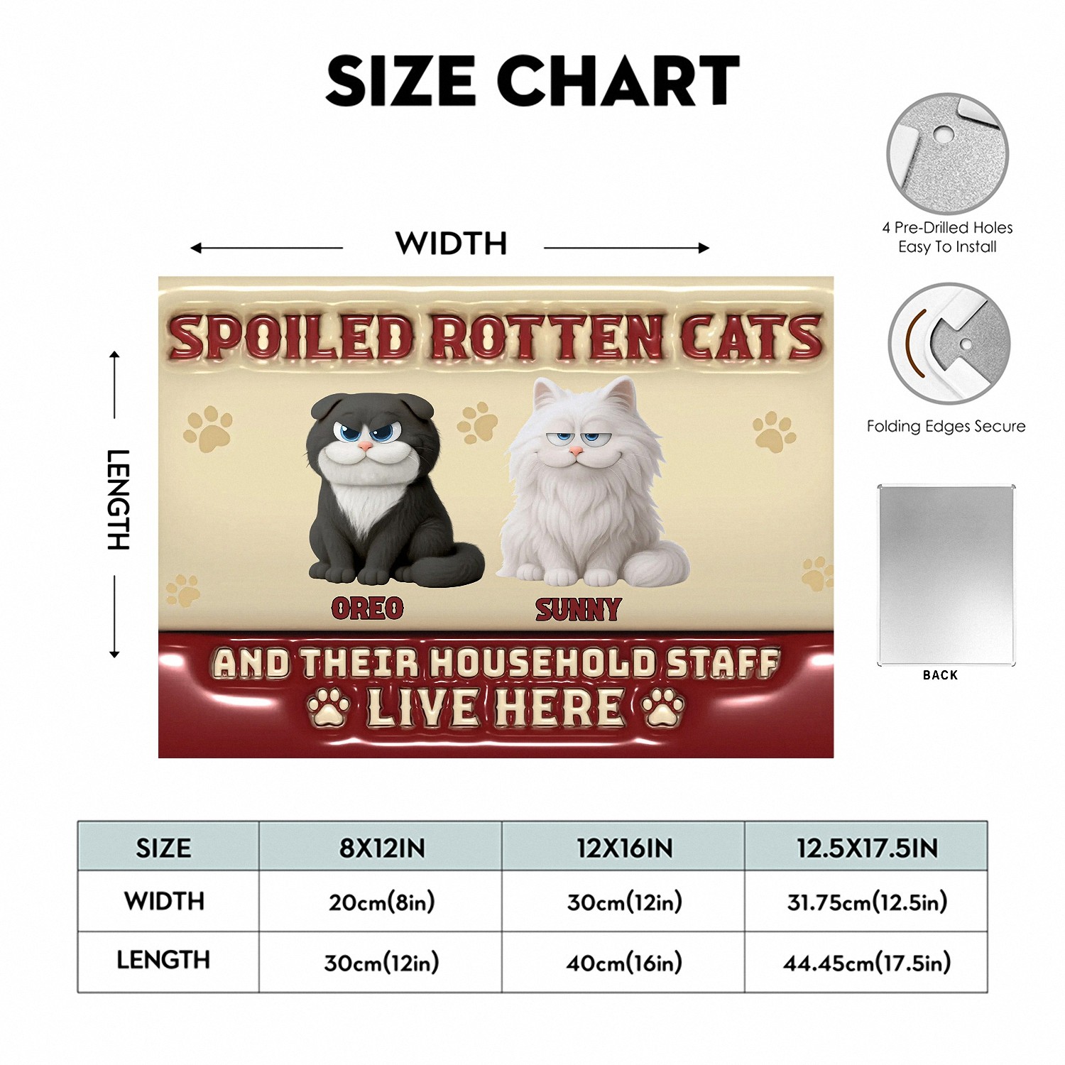 Personalized Spoiled Rotten Cats Funny Metal Sign with Custom Names Retro Style Yard Plaque Housewarming Gift for Cat Lovers Owners Home Garden Welcome Decor-WTQPD