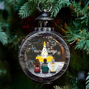 Personalized Were Always With You Memorial Christmas Ornament Angel Wings LED Lantern Keepsake Vintage Style Bereavement Gift for Grieving Family Loss of Mom Sympathy Tree Decoration 4ER5E