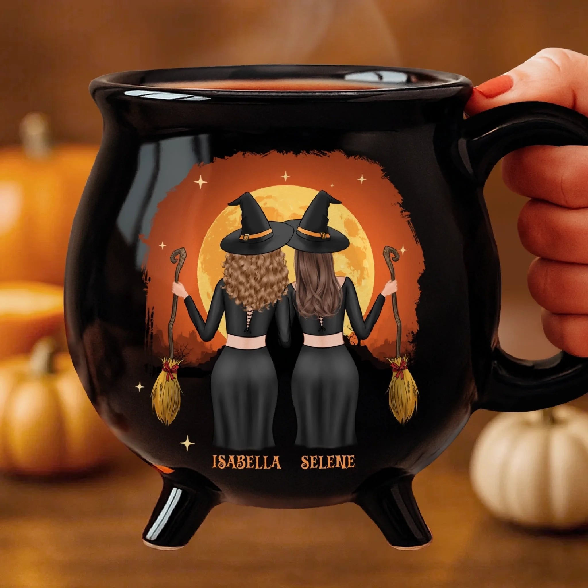 Custom 12oz Ceramic Cauldron Coffee Mug Witchy Gifts For Besties Sisters BFF Family Yourself Best Witches Forever