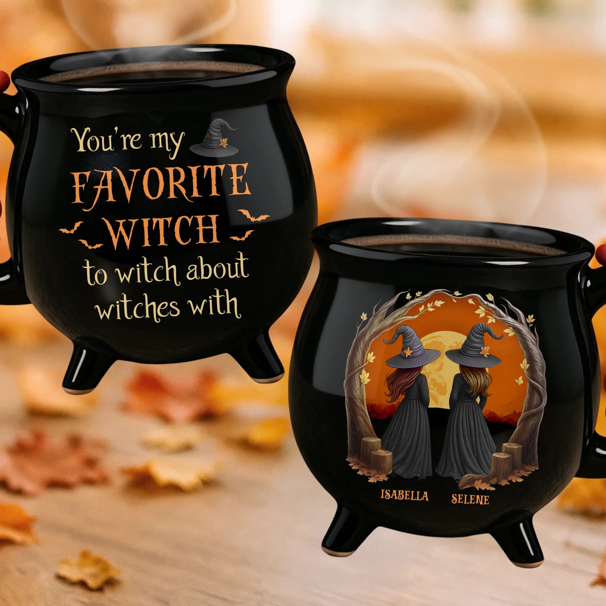 Custom 12oz Ceramic Cauldron Coffee Mug Witchy Gifts For Besties Sisters BFF Family Yourself Broommates For Life