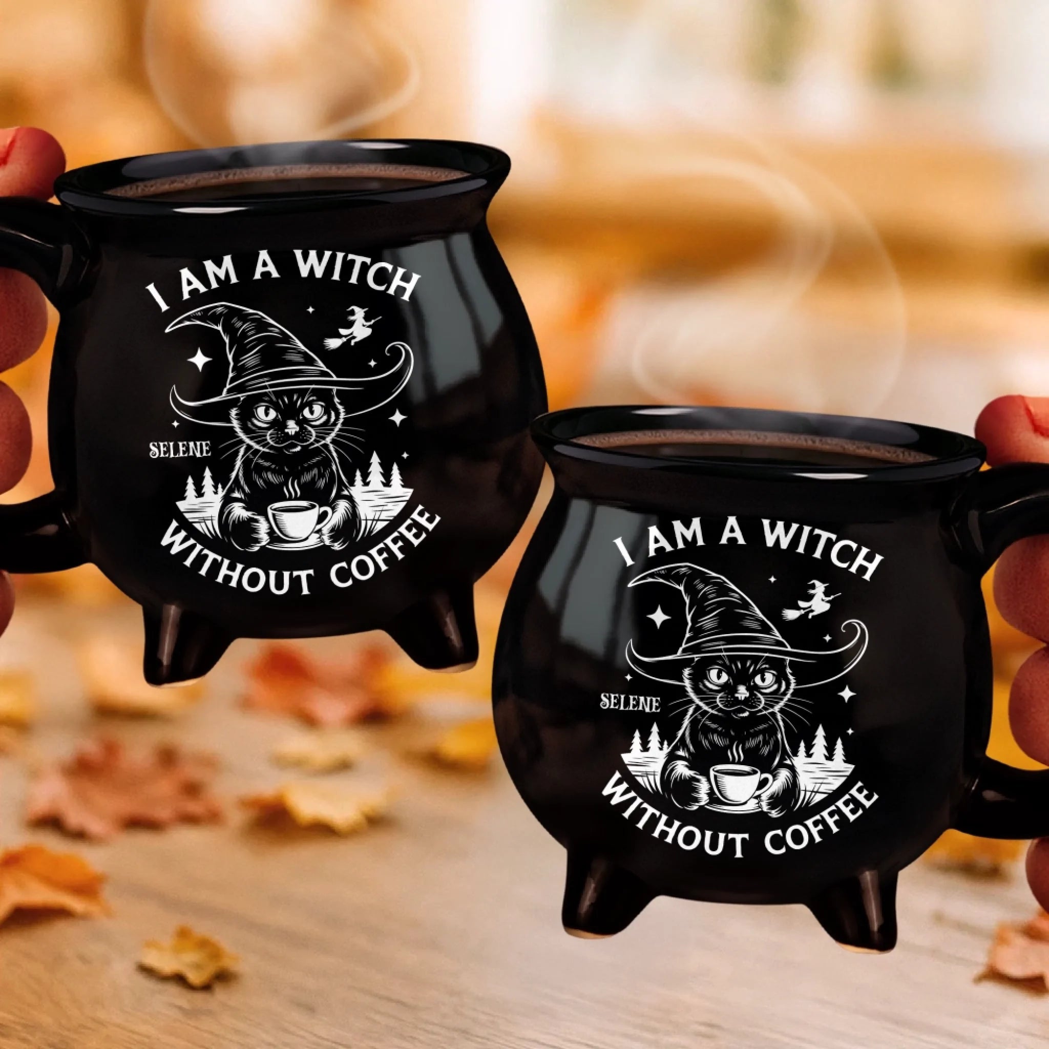 Custom 12oz Ceramic Cauldron Coffee Mug Witchy Gifts For Besties Sisters BFF Family Yourself Midnight Sorcery