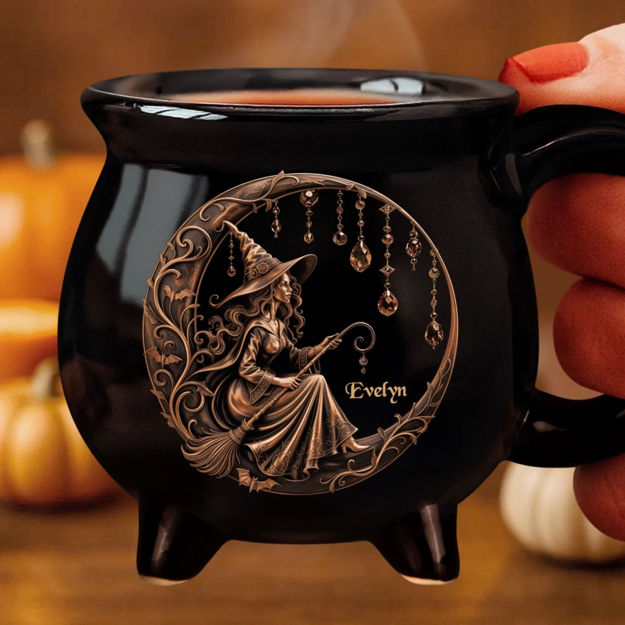 Custom 12oz Ceramic Cauldron Coffee Mug Witchy Gifts For Besties Sisters BFF Family Yourself Moonlit Witch Magic