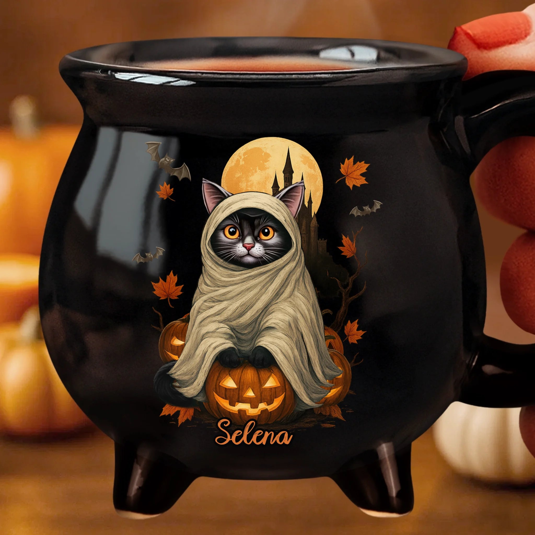 Custom 12oz Ceramic Cauldron Coffee Mug Witchy Gifts For Besties Sisters BFF Family Yourself Potion And Purrs