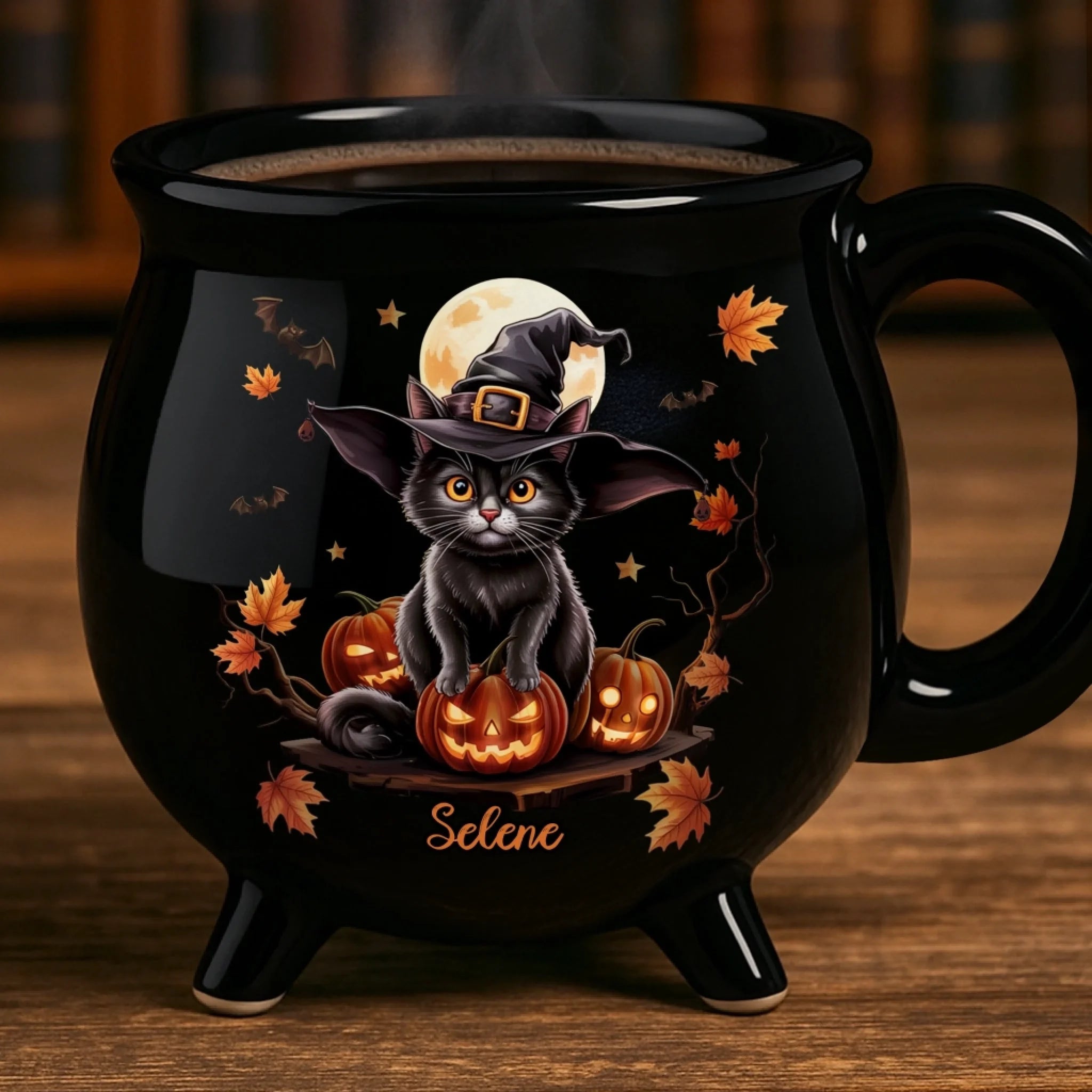 Custom 12oz Ceramic Cauldron Coffee Mug Witchy Gifts For Besties Sisters BFF Family Yourself Purrfectly Spooky AMZ