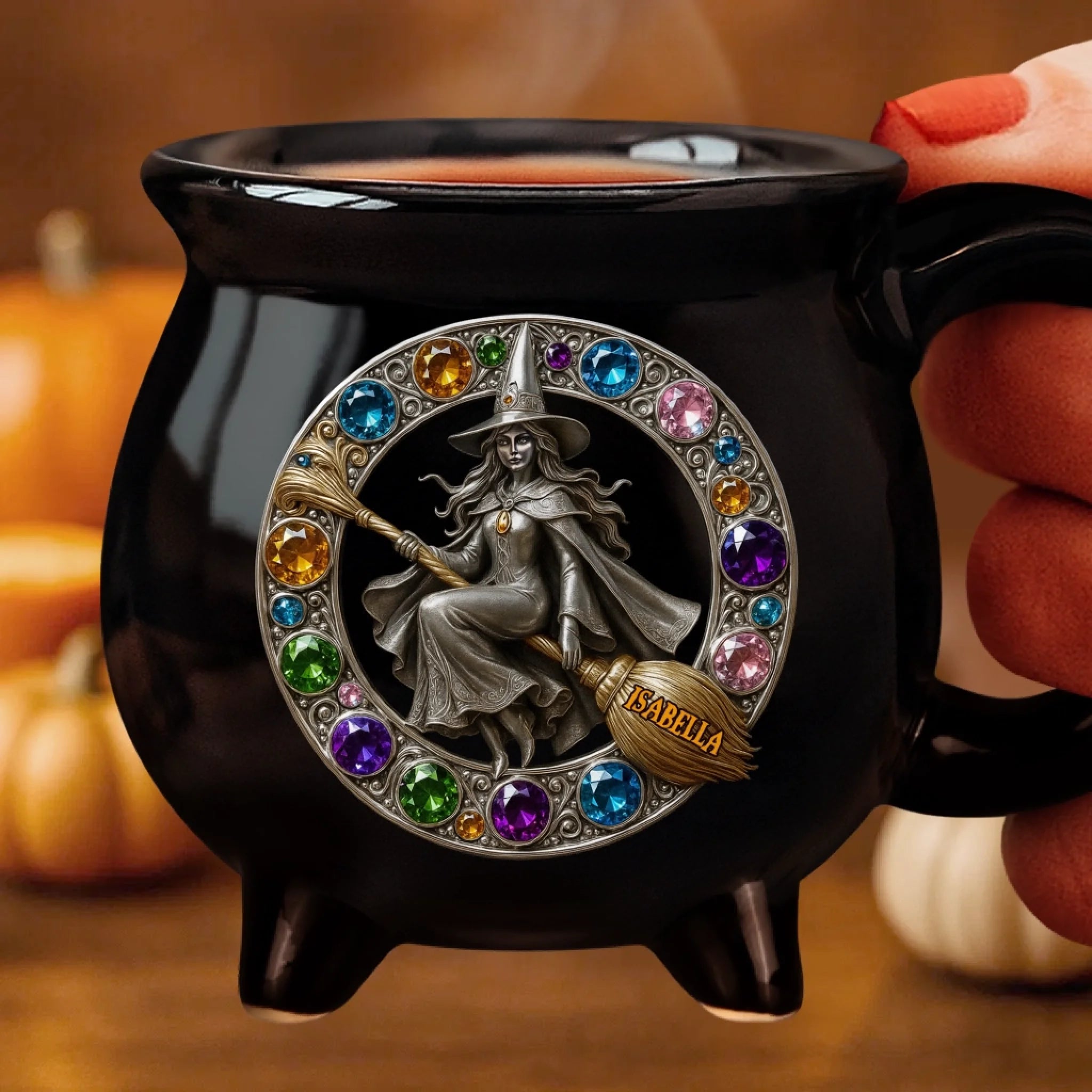 Custom 12oz Ceramic Cauldron Coffee Mug Witchy Gifts For Besties Sisters BFF Family Yourself The Bejeweled Witch