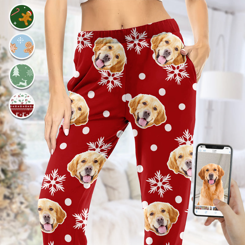 Custom Photo Be Merry And Shine Bright  Dog & Cat Personalized Custom Face Photo Pajama Pants  Christmas Gift For Pet Owners Pet Lovers