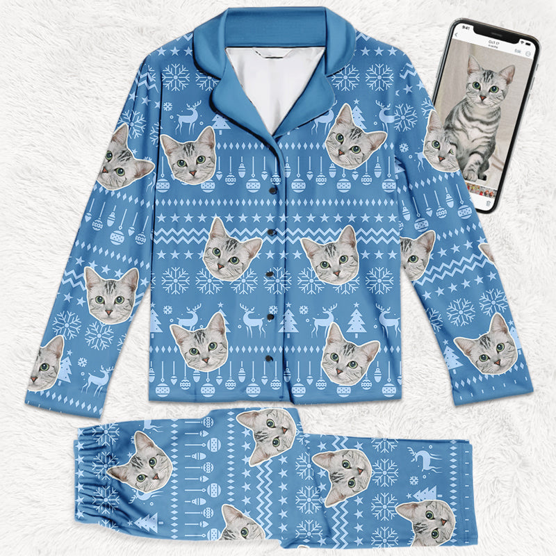 Custom Photo Have A Pawesome Christmas  Dog & Cat Personalized Custom Face Photo Pajamas  Christmas Gift For Pet Owners Pet Lovers