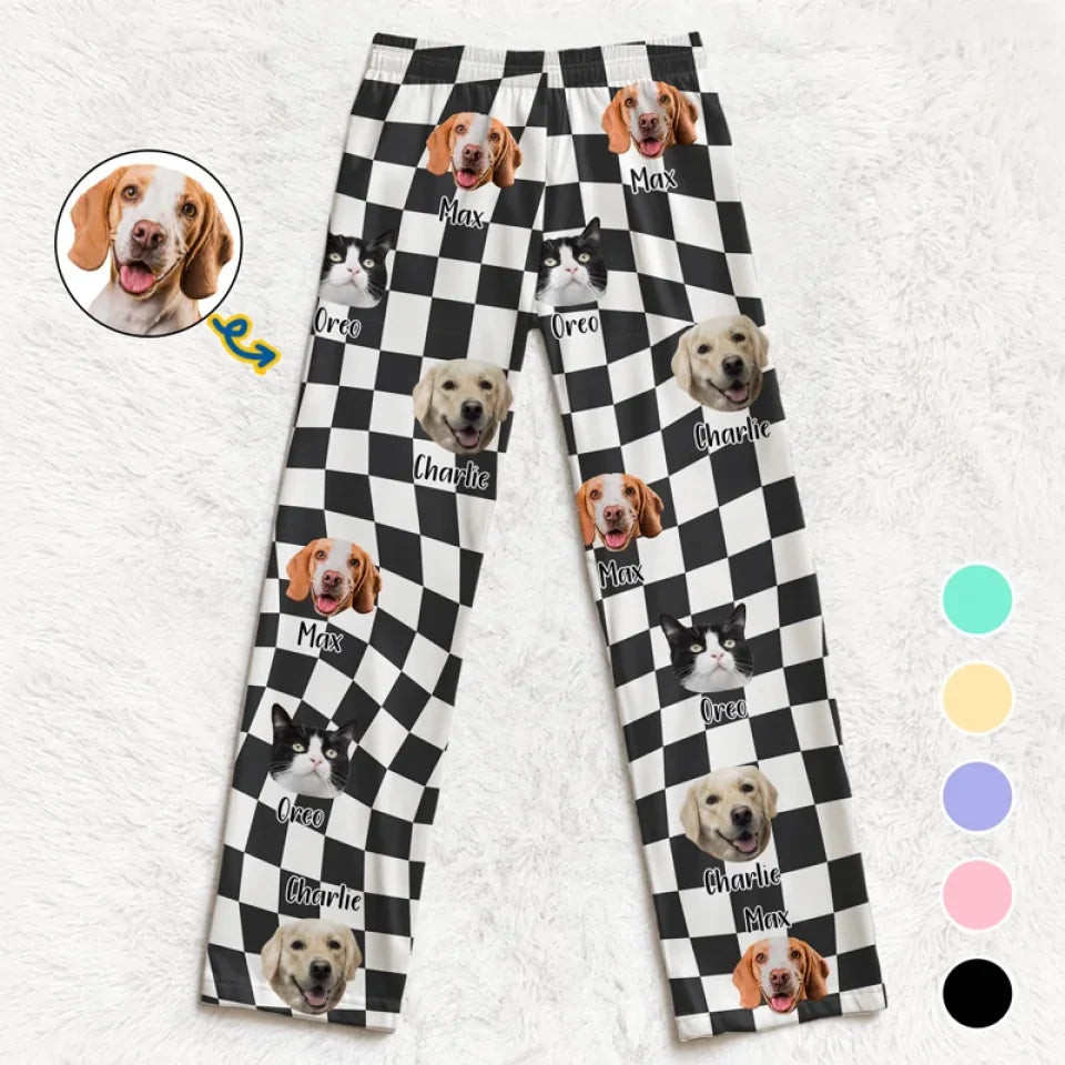 Custom Photo In The Paws Of Our Pets We Find Joy  Dog & Cat Personalized Custom Pajama Pants  Christmas Gift For Pet Owners Pet Lovers