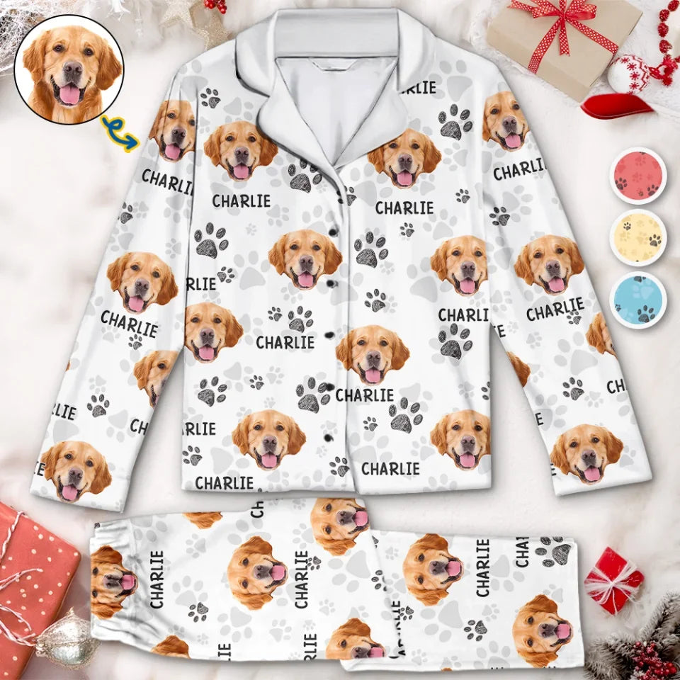 Custom Photo My Best Friend Has Four Paws  Dog & Cat Personalized Custom Pajamas  Christmas Gift For Pet Owners Pet Lovers