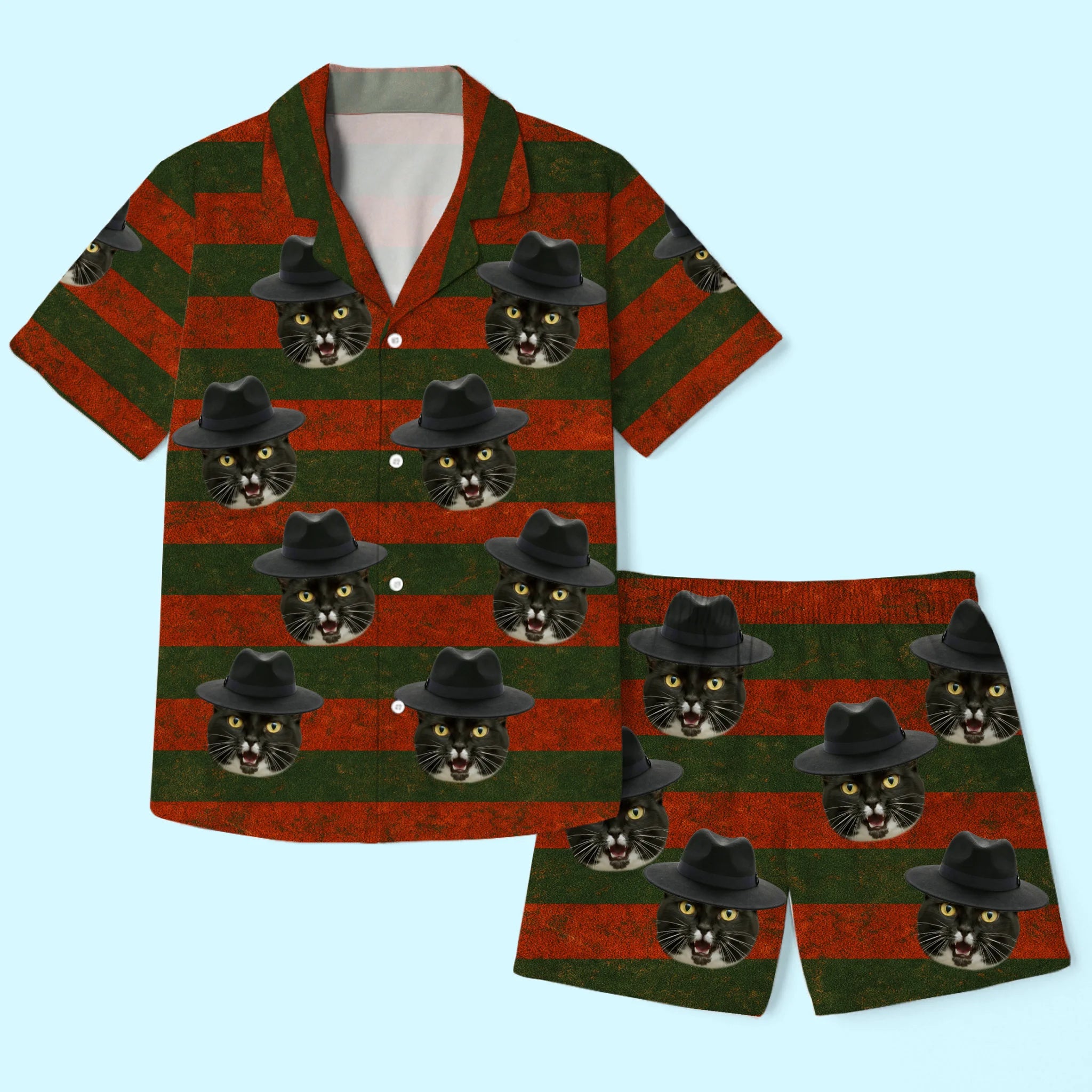 Custom Photo Short Pajama Set  Birthday Gifts For Dog Cat Lovers Dog Dad And Mom Cat Owners  Wickedly Cute With Paws