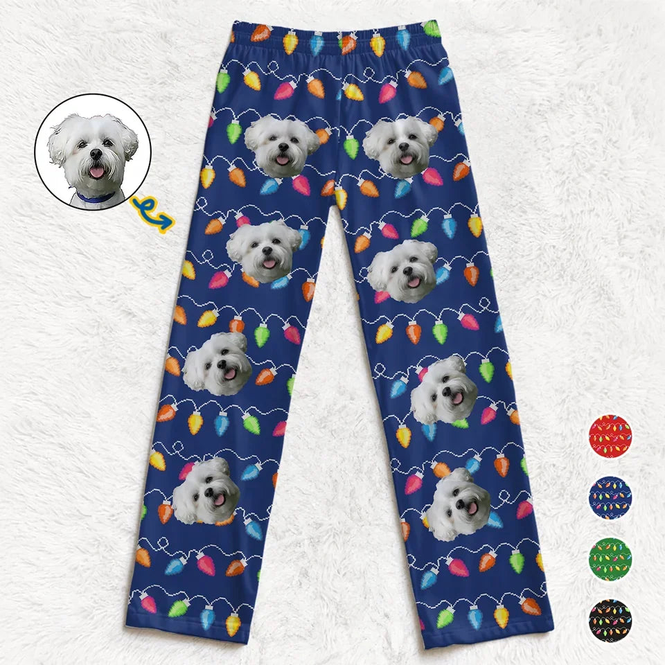 Custom Photo Wishing You A Howliday Season Full Of Joy And Tail Wags! Dog & Cat Personalized Custom Pajama Pants Christmas Gift For Pet Owners Pet Lovers