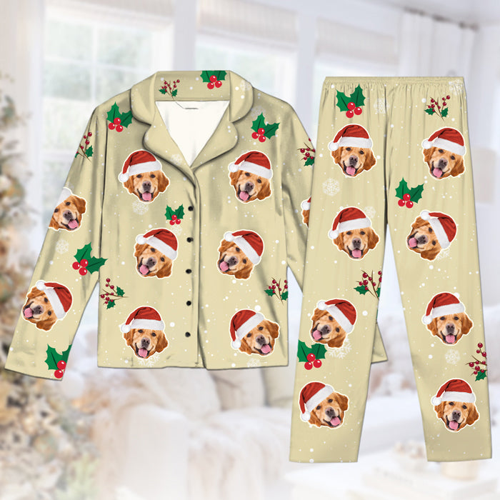Wish You A Furry Christmas Human Dog & Cat Personalized Custom Face Photo Pajamas Upload Image Christmas Gift For Pet Owners Pet Lovers